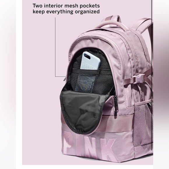 pink by victoria’s secret campus backpack rare classic purple lavender - Picture 3 of 12